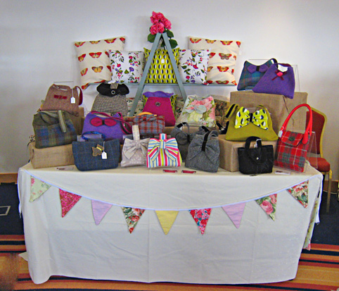 Abelia Handbags stall selling bags, cushions and bunting